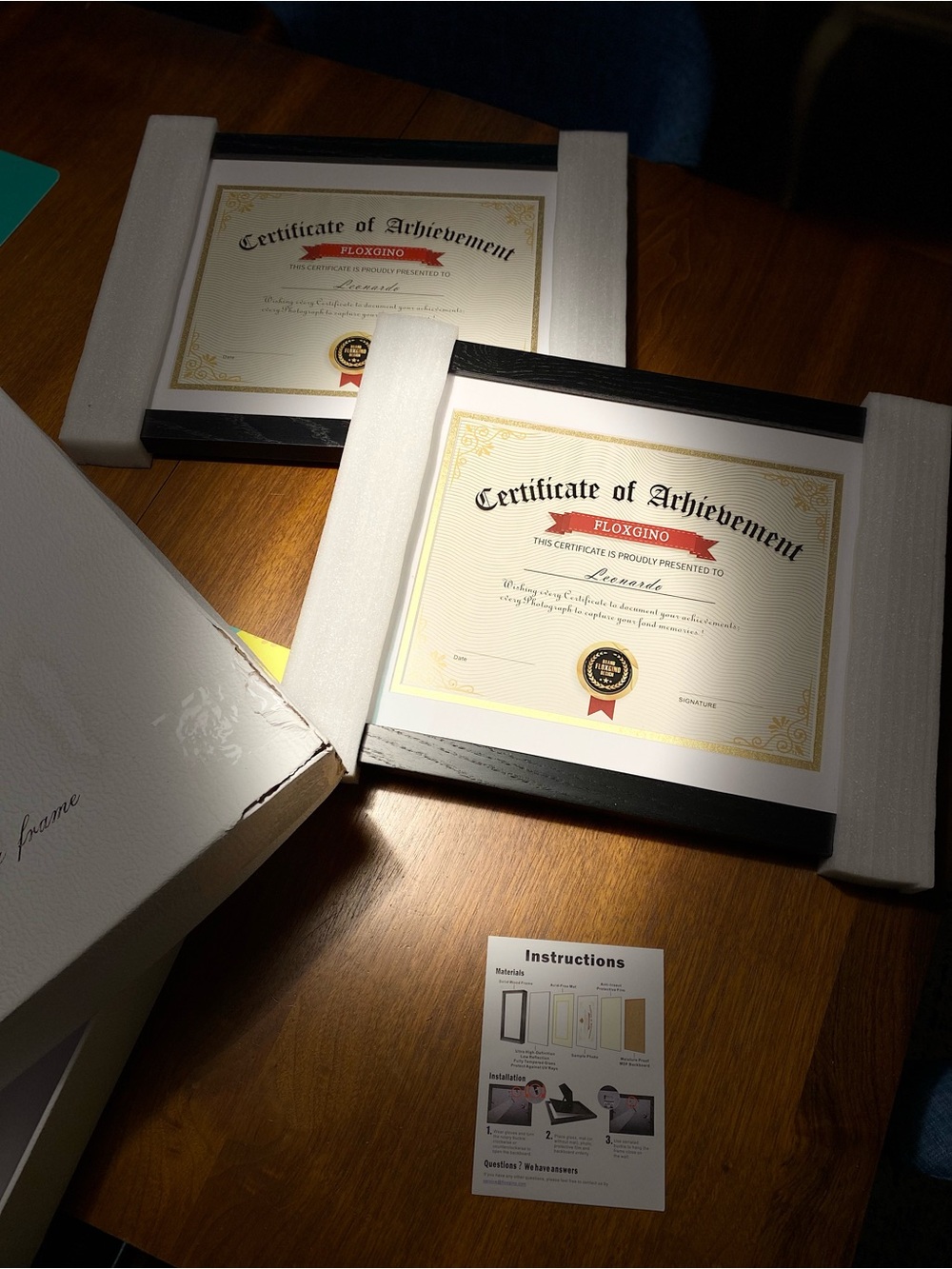 Certificate of Achievement Black Frame (Set of 2)